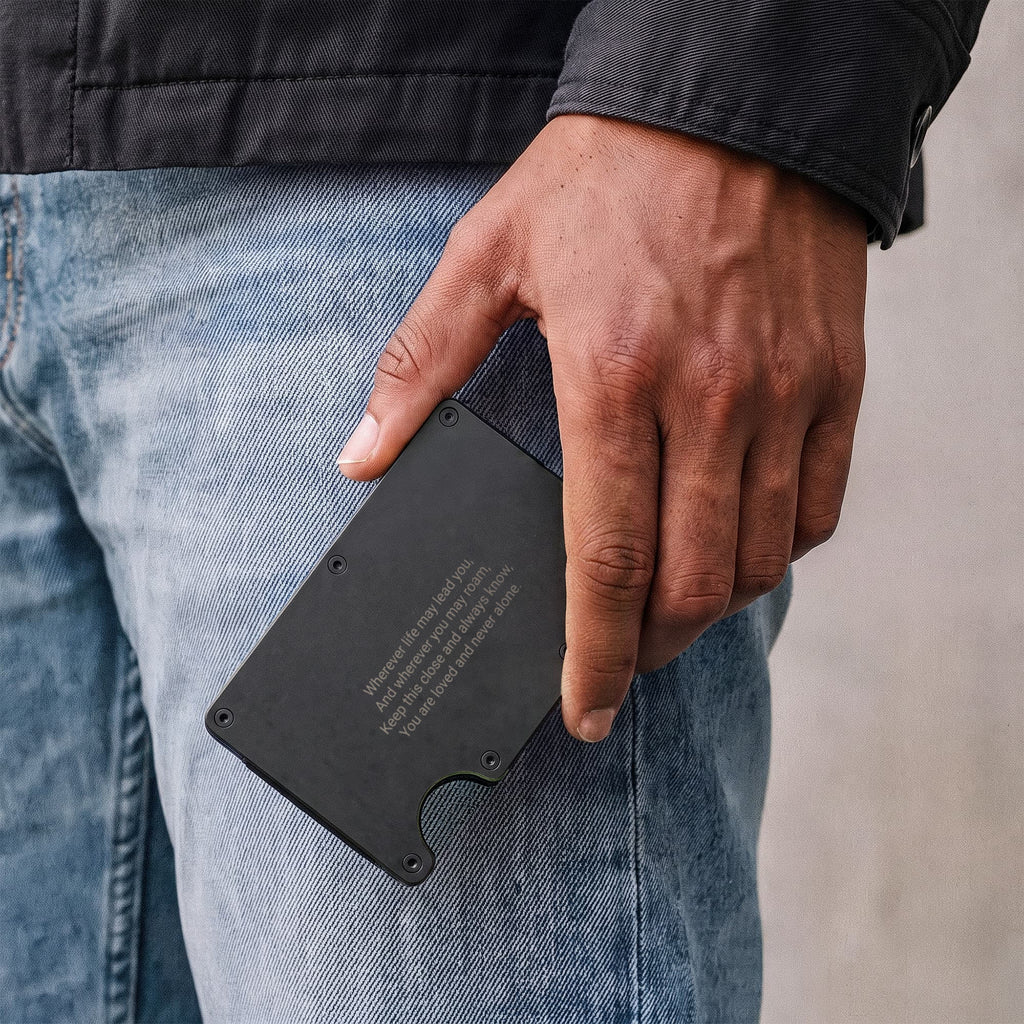 Engraved Metal Wallet for Son | Personalised Gift from Parents