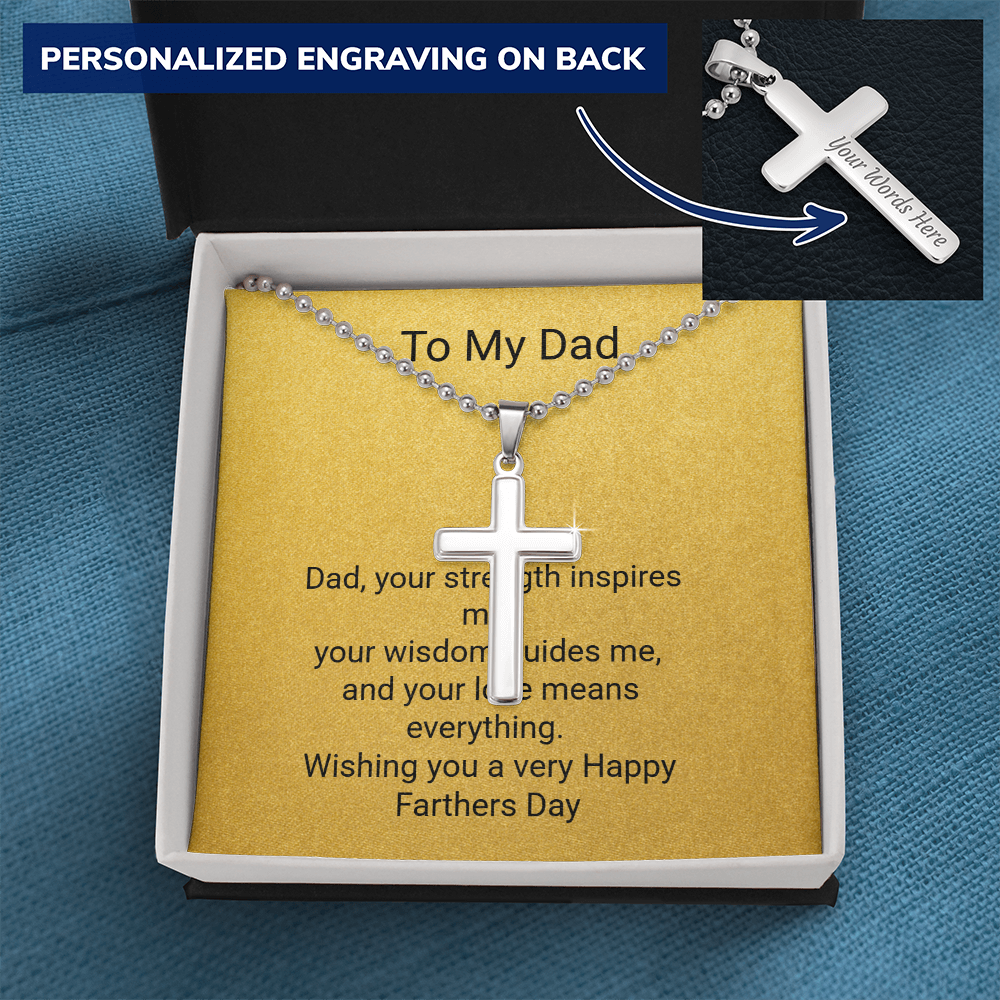 Father's Day Personalised Cross Necklace with Ball Chain – Meaningful Gift for Dad