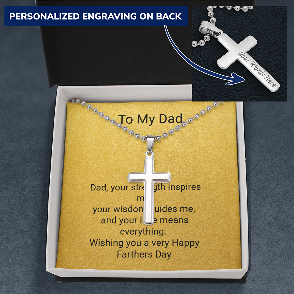Father's Day Personalised Cross Necklace with Ball Chain – Meaningful Gift for Dad