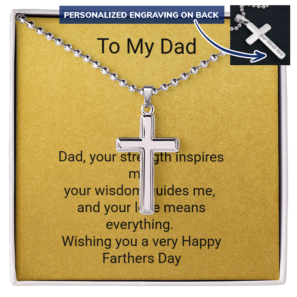 Father's Day Personalised Cross Necklace with Ball Chain – Meaningful Gift for Dad
