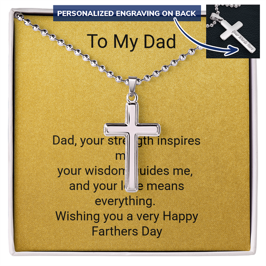 Father's Day Personalised Cross Necklace with Ball Chain – Meaningful Gift for Dad
