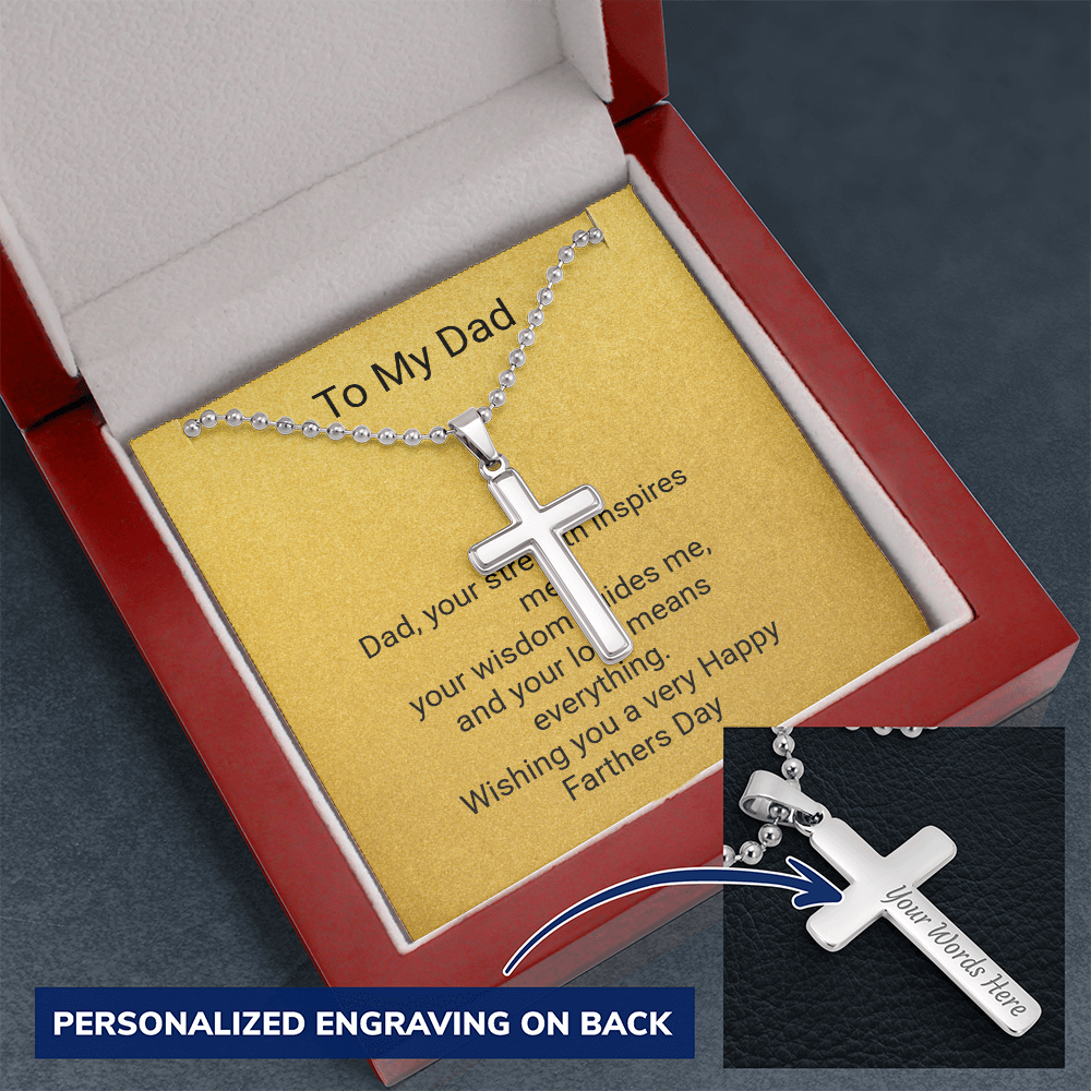 Father's Day Personalised Cross Necklace with Ball Chain – Meaningful Gift for Dad