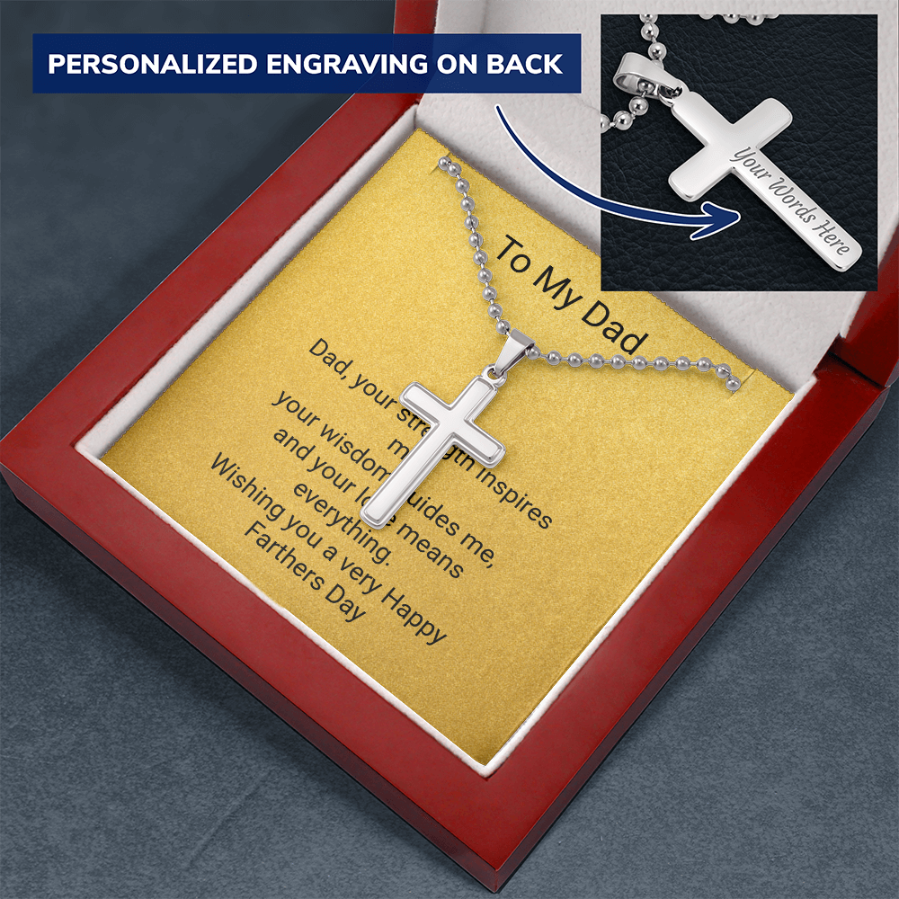 Father's Day Personalised Cross Necklace with Ball Chain – Meaningful Gift for Dad