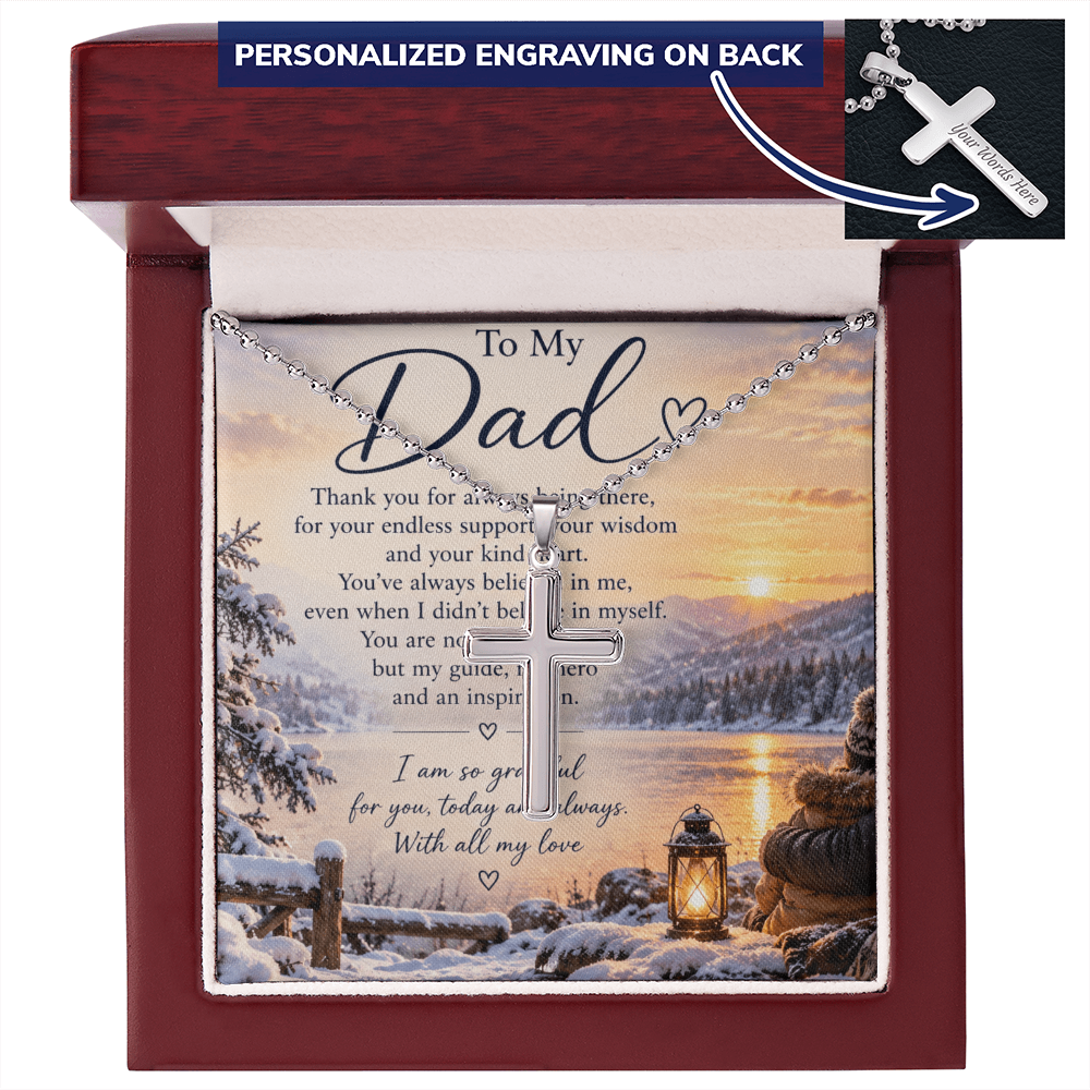 Personalized Cross Necklace for Dad – Ball Chain Gift