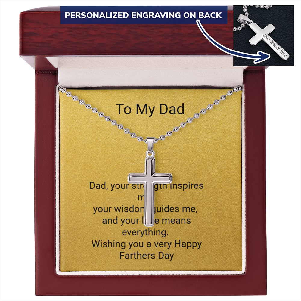 Father's Day Personalised Cross Necklace with Ball Chain – Meaningful Gift for Dad