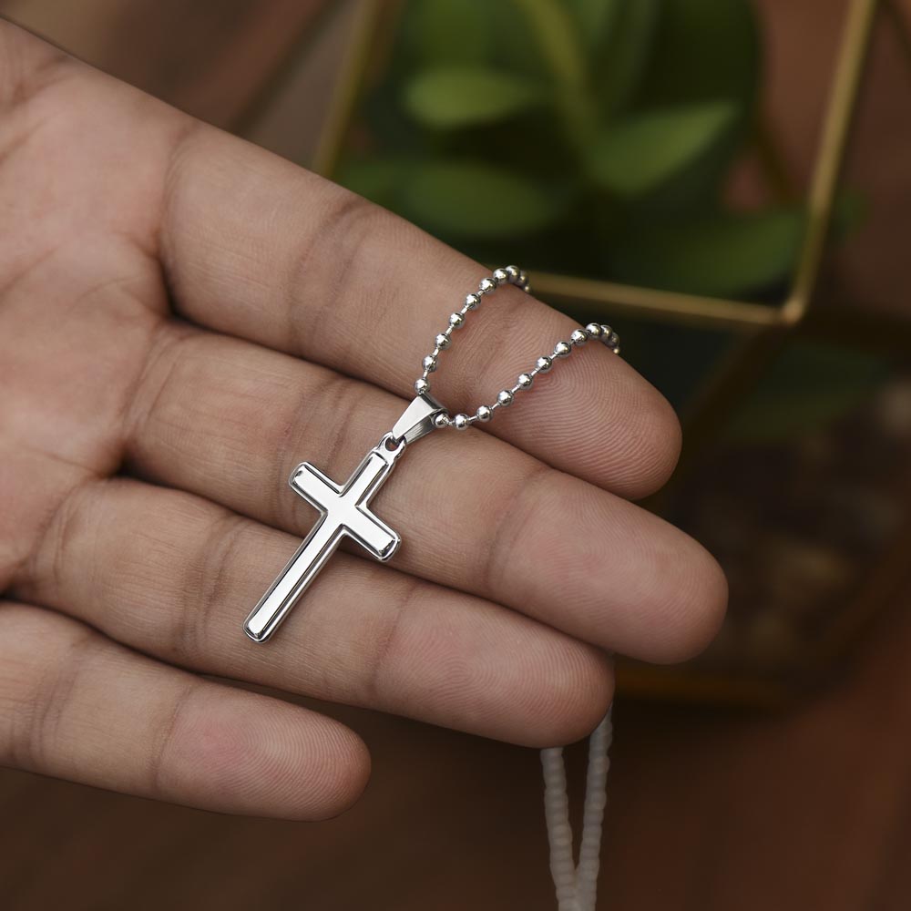 Son Gift Artisan Cross Necklace with Ball Chain – Meaningful Christian Gift for Son