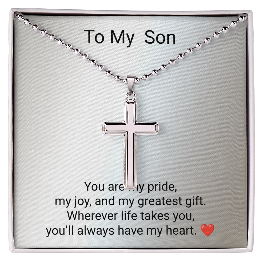 Son Gift Artisan Cross Necklace with Ball Chain – Meaningful Christian Gift for Son
