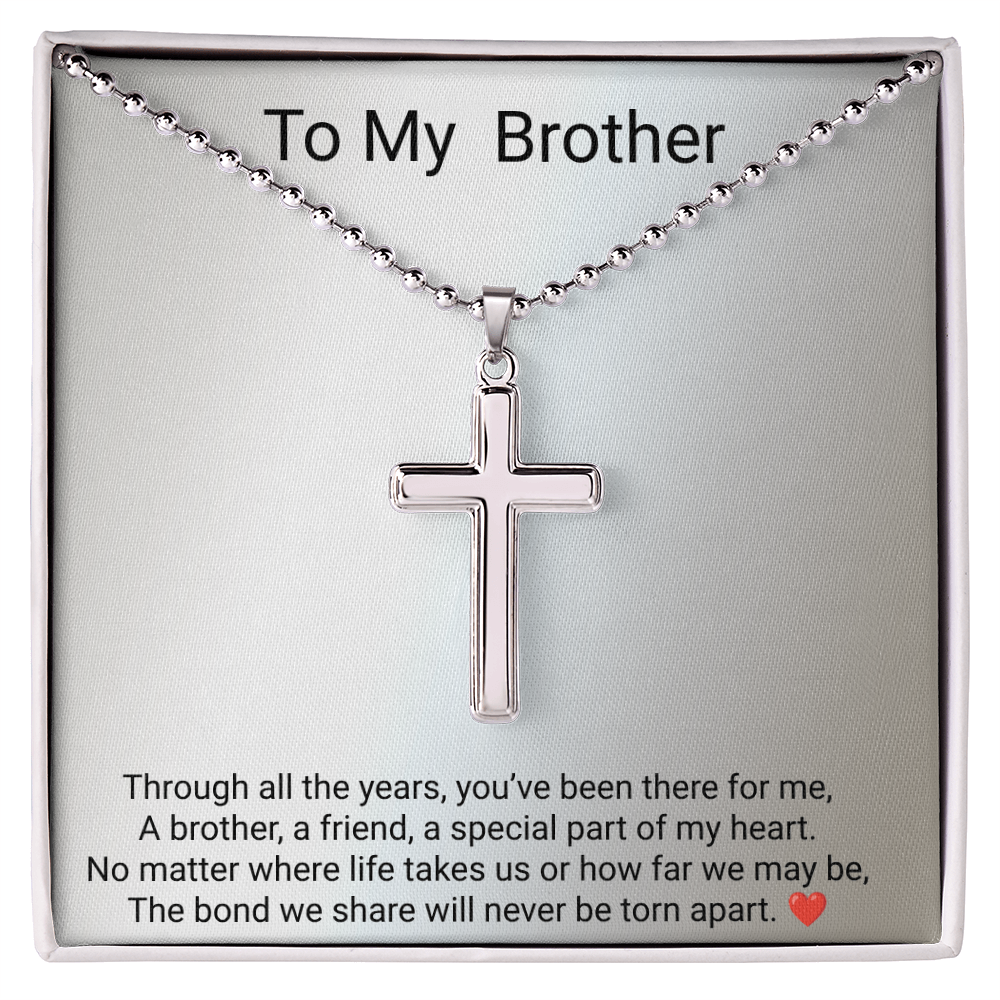 Brother Gift Artisan Cross Necklace with Ball Chain – Meaningful Christian Gift for Him