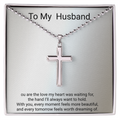 Husband Gift Artisan Cross Necklace with Ball Chain – Romantic Christian Gift for Him