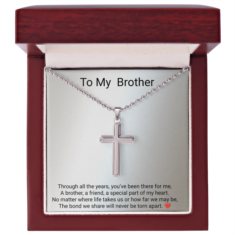Brother Gift Artisan Cross Necklace with Ball Chain – Meaningful Christian Gift for Him