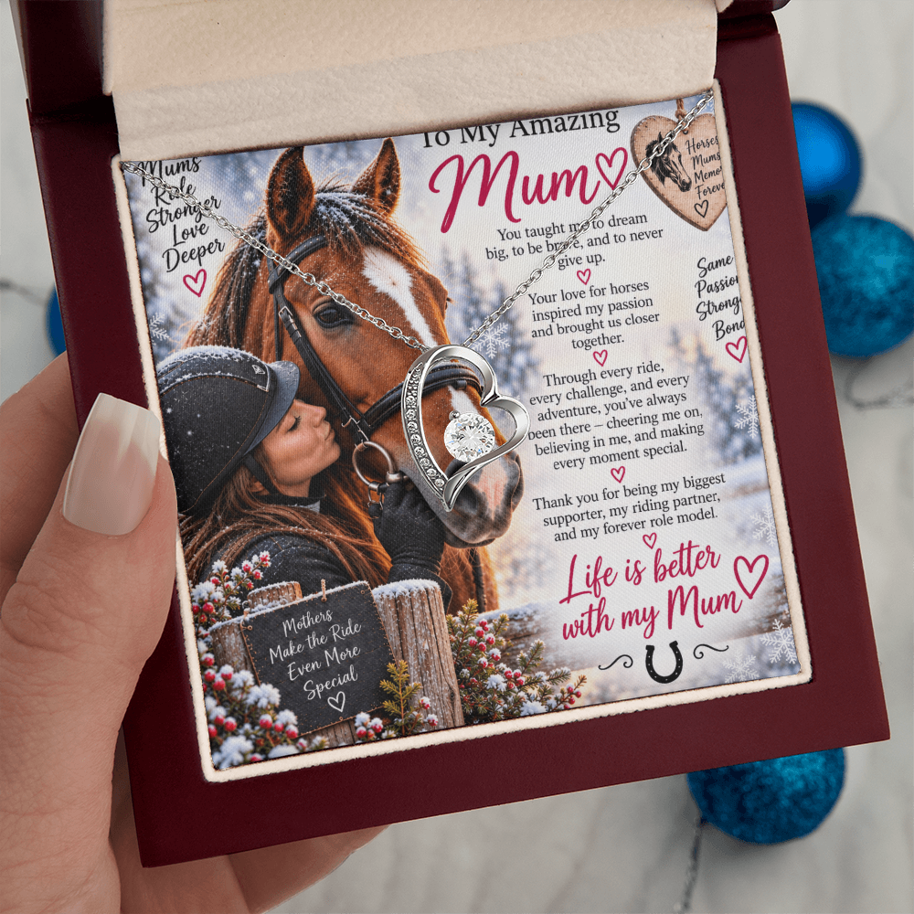 Horse Riding Mum Forever Love Necklace – Personalised Equestrian Gift for Mum