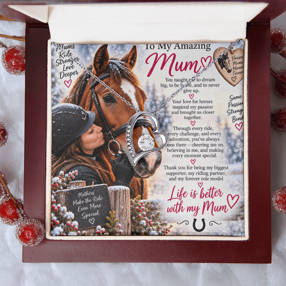 Horse Riding Mum Forever Love Necklace – Personalised Equestrian Gift for Mum