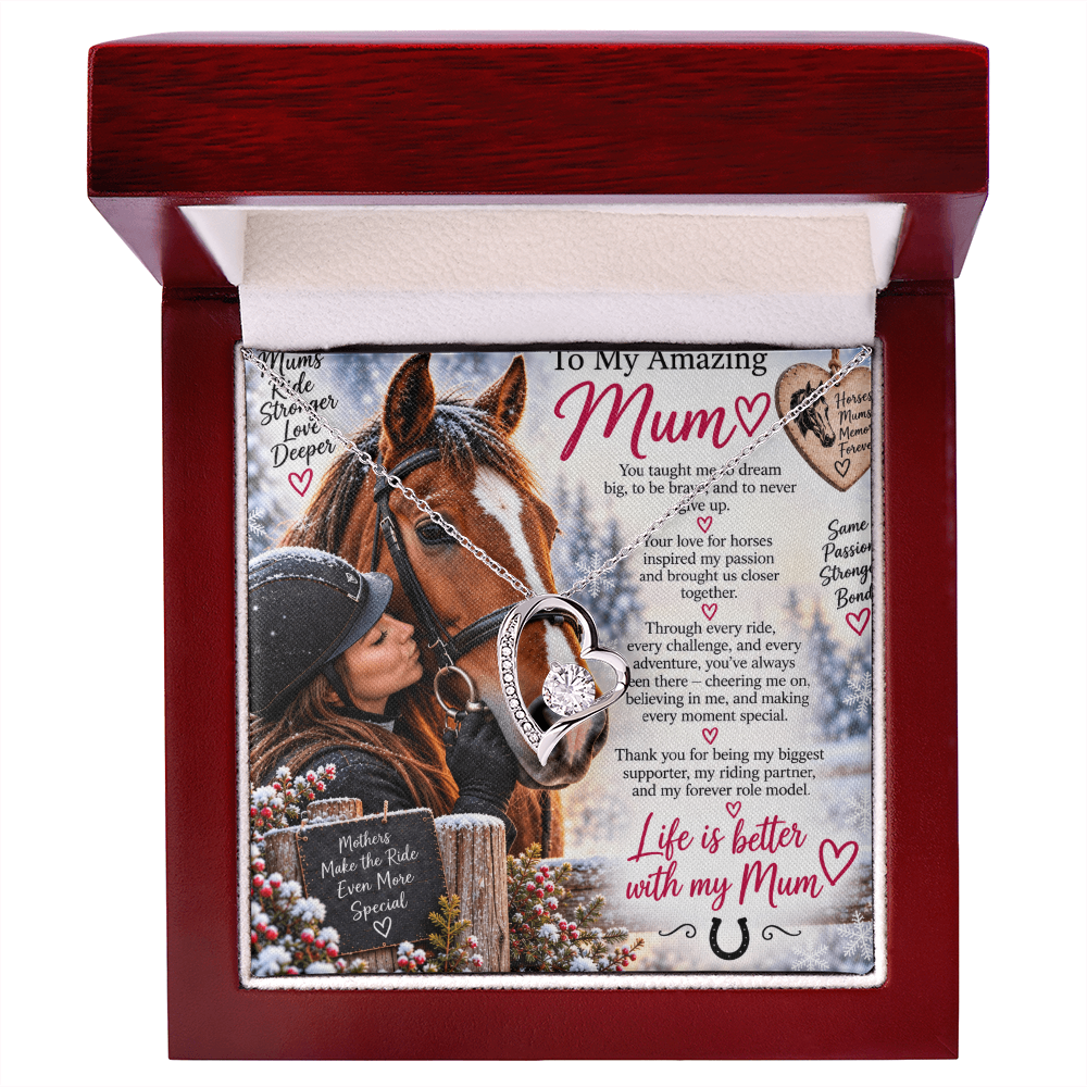 Horse Riding Mum Forever Love Necklace – Personalised Equestrian Gift for Mum