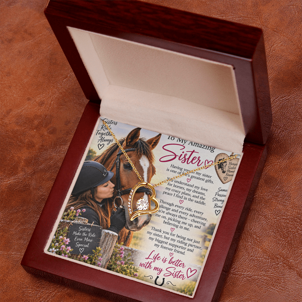Horse Loving Sister Forever Love Necklace – Equestrian Gift for Sister