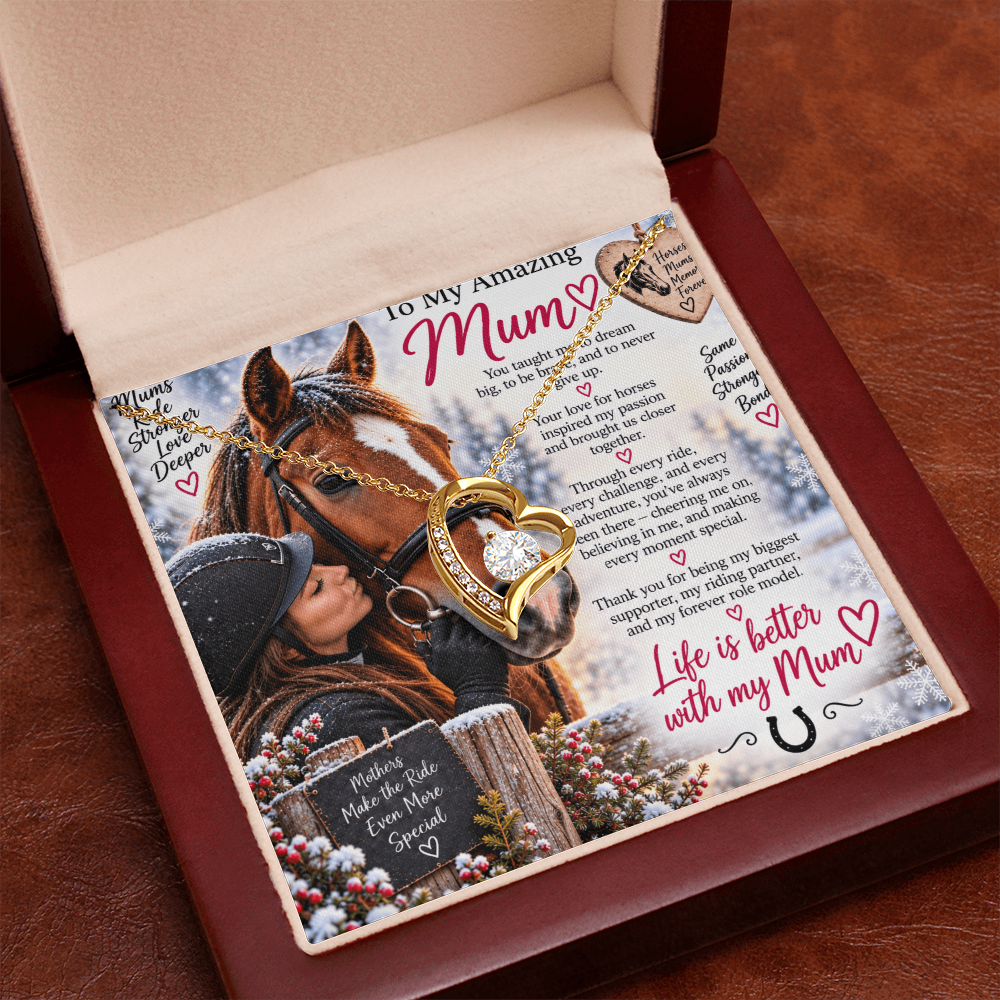 Horse Riding Mum Forever Love Necklace – Personalised Equestrian Gift for Mum
