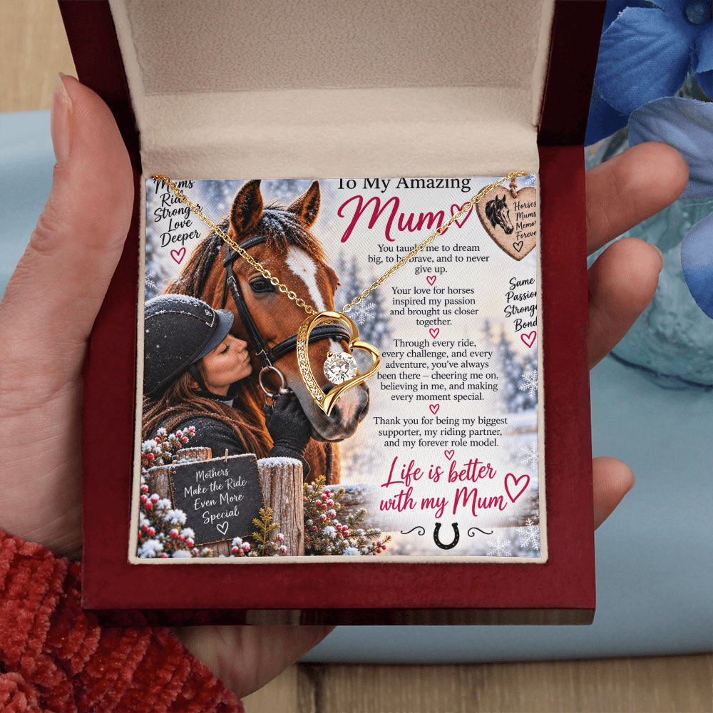 Horse Riding Mum Forever Love Necklace – Personalised Equestrian Gift for Mum