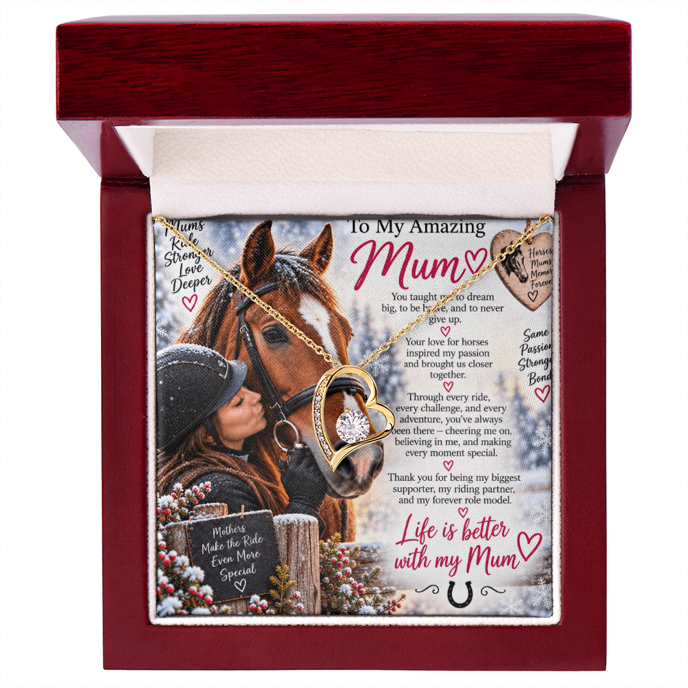 Horse Riding Mum Forever Love Necklace – Personalised Equestrian Gift for Mum