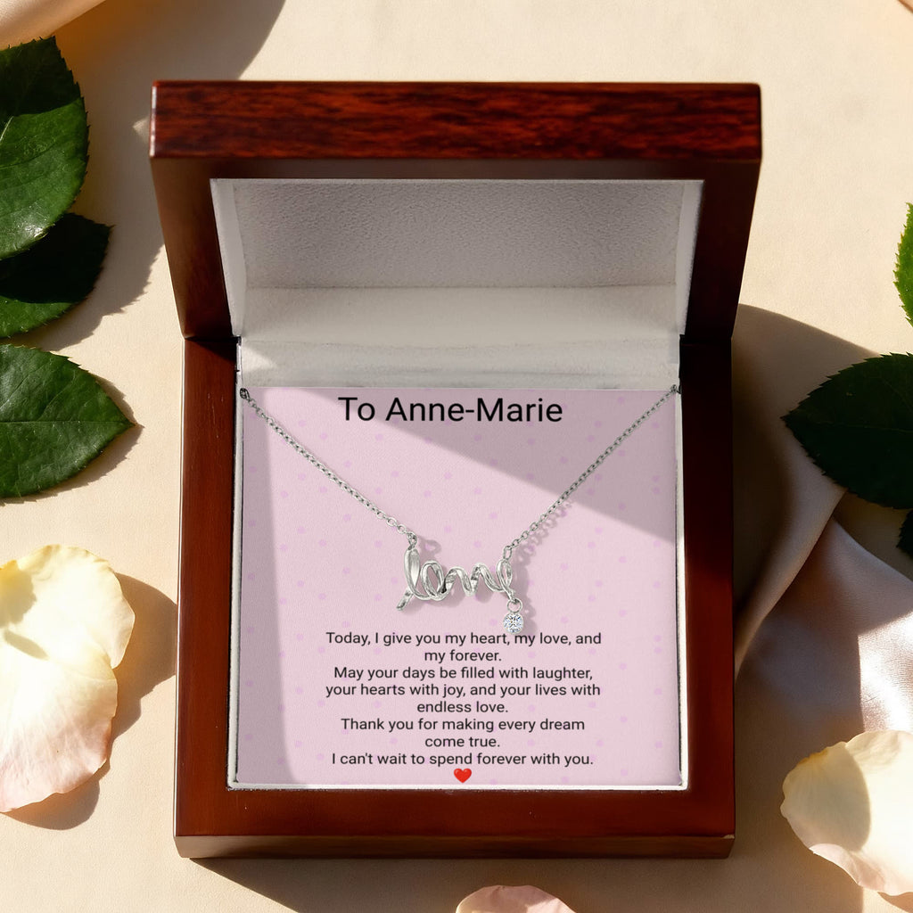 Bride's Scripted Love Necklace – Personalized Wedding Gift with Message Card