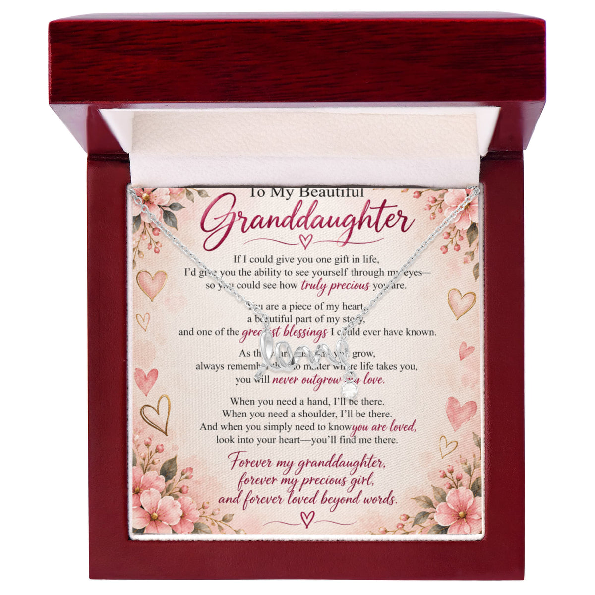 Granddaughter Scripted Love Necklace – Heartfelt Gift from Grandma