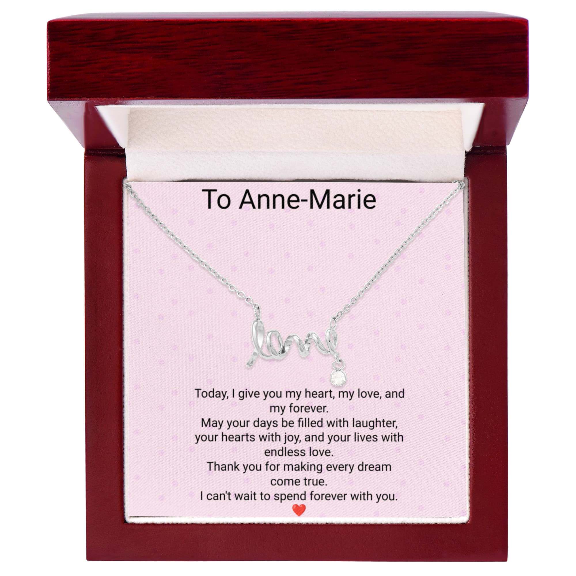 Bride's Scripted Love Necklace – Personalized Wedding Gift with Message Card