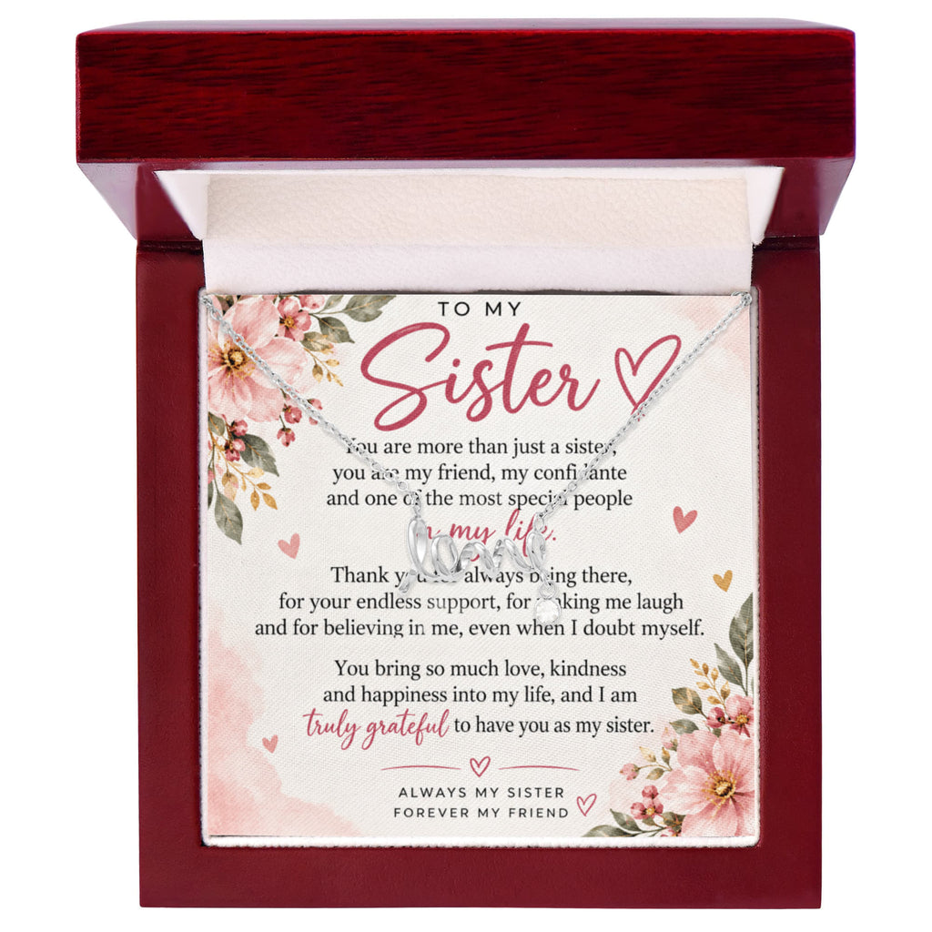 Sister Gift Scripted Love Necklace – Meaningful Jewellery for Her