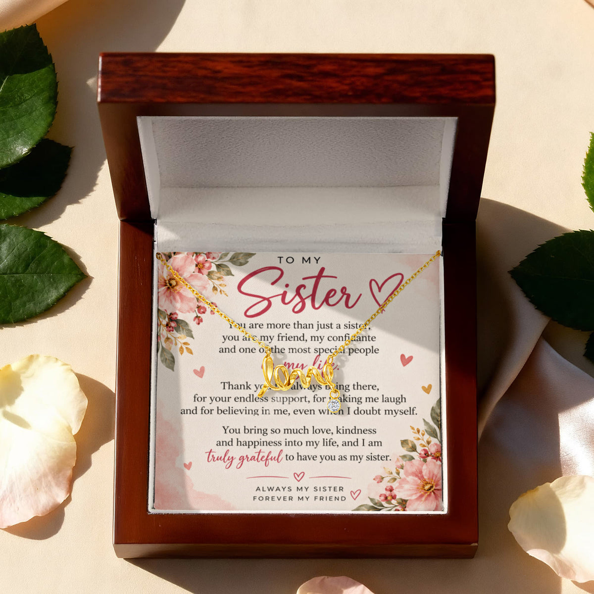 Sister Gift Scripted Love Necklace – Meaningful Jewellery for Her
