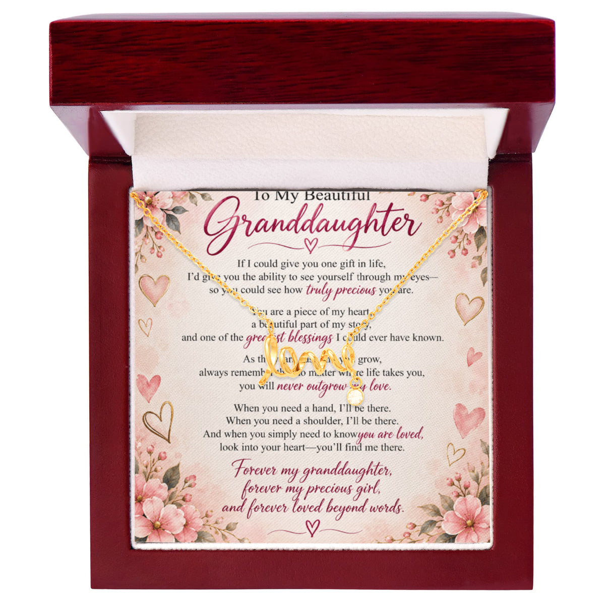 Granddaughter Scripted Love Necklace – Heartfelt Gift from Grandma