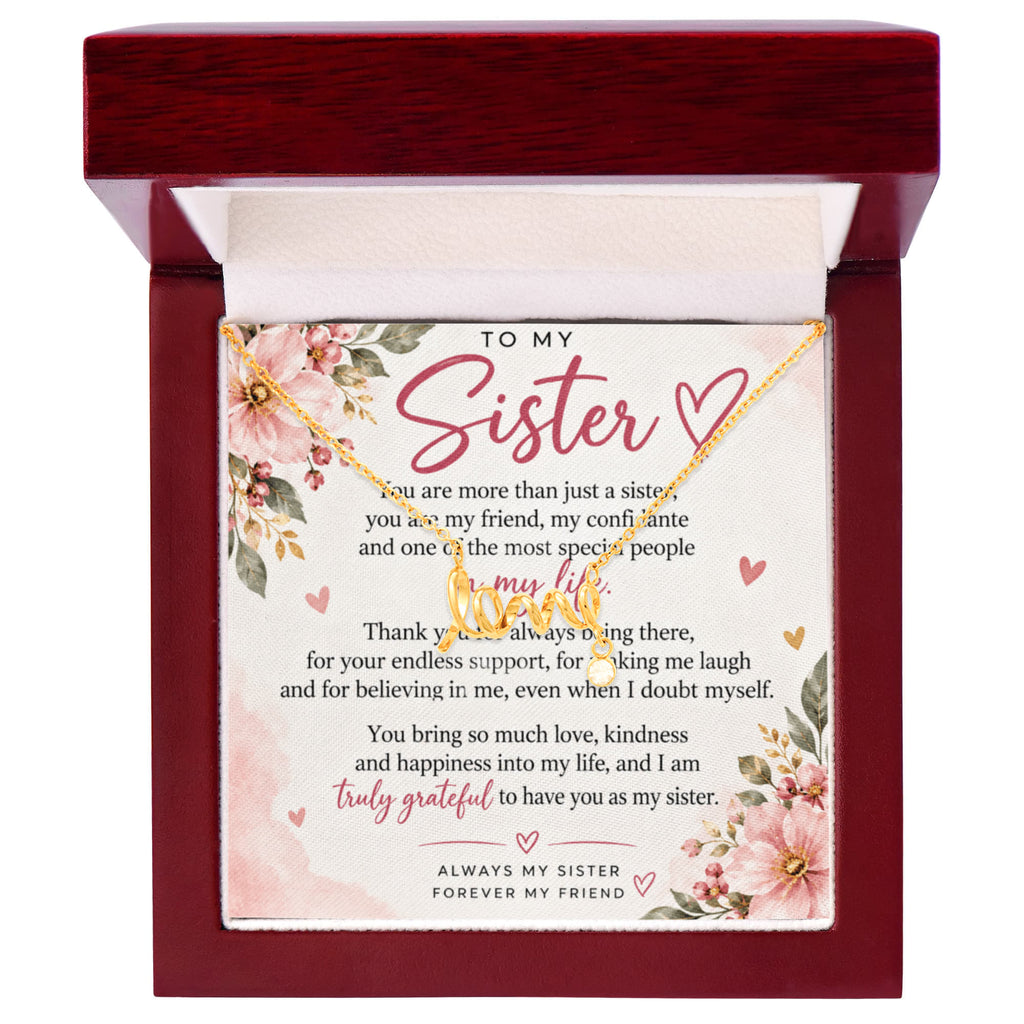 Sister Gift Scripted Love Necklace – Meaningful Jewellery for Her