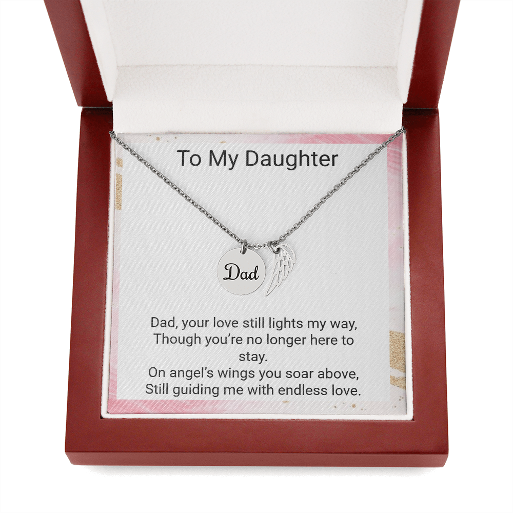 Daughter Memorial Necklace from Mum – Angel Wing Dad Remembrance Gift