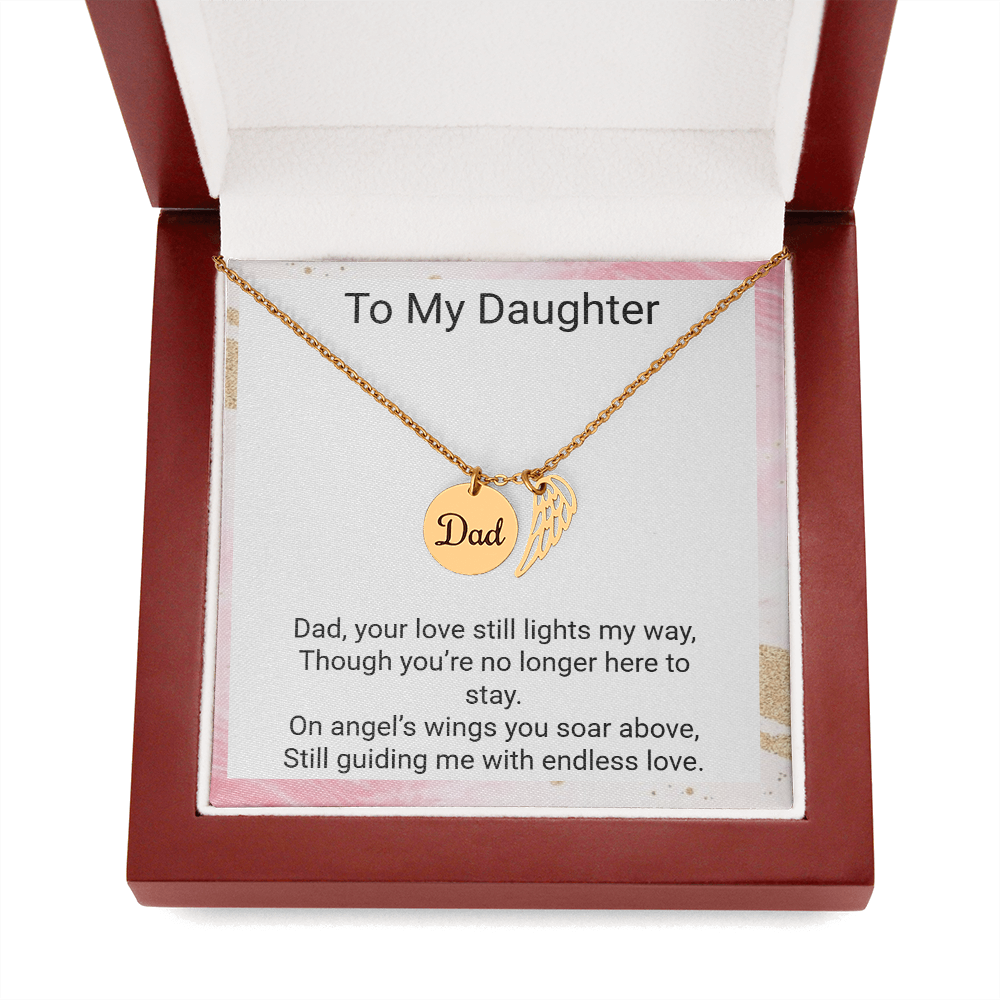 Daughter Memorial Necklace from Mum – Angel Wing Dad Remembrance Gift
