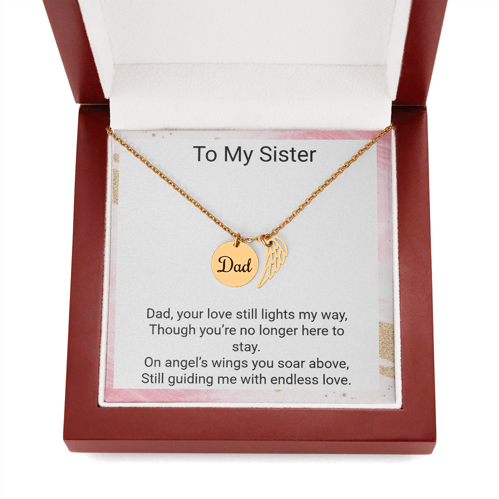 Memorial Necklace for Sister – Dad Angel Wing Remembrance Gift