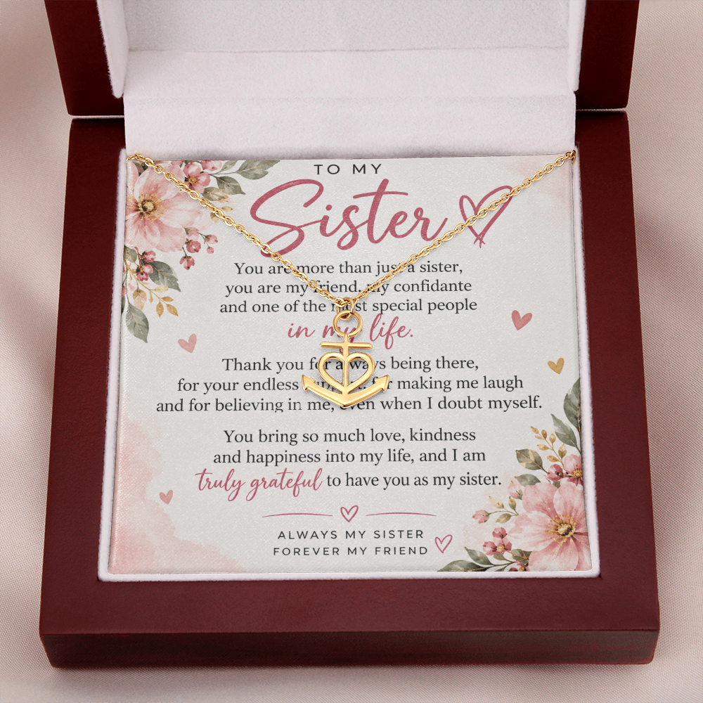 Sister Gift Anchor Pendant Necklace – Meaningful Jewellery for Her