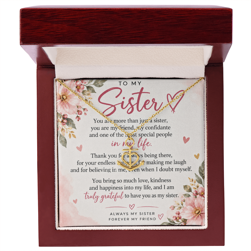Sister Gift Anchor Pendant Necklace – Meaningful Jewellery for Her