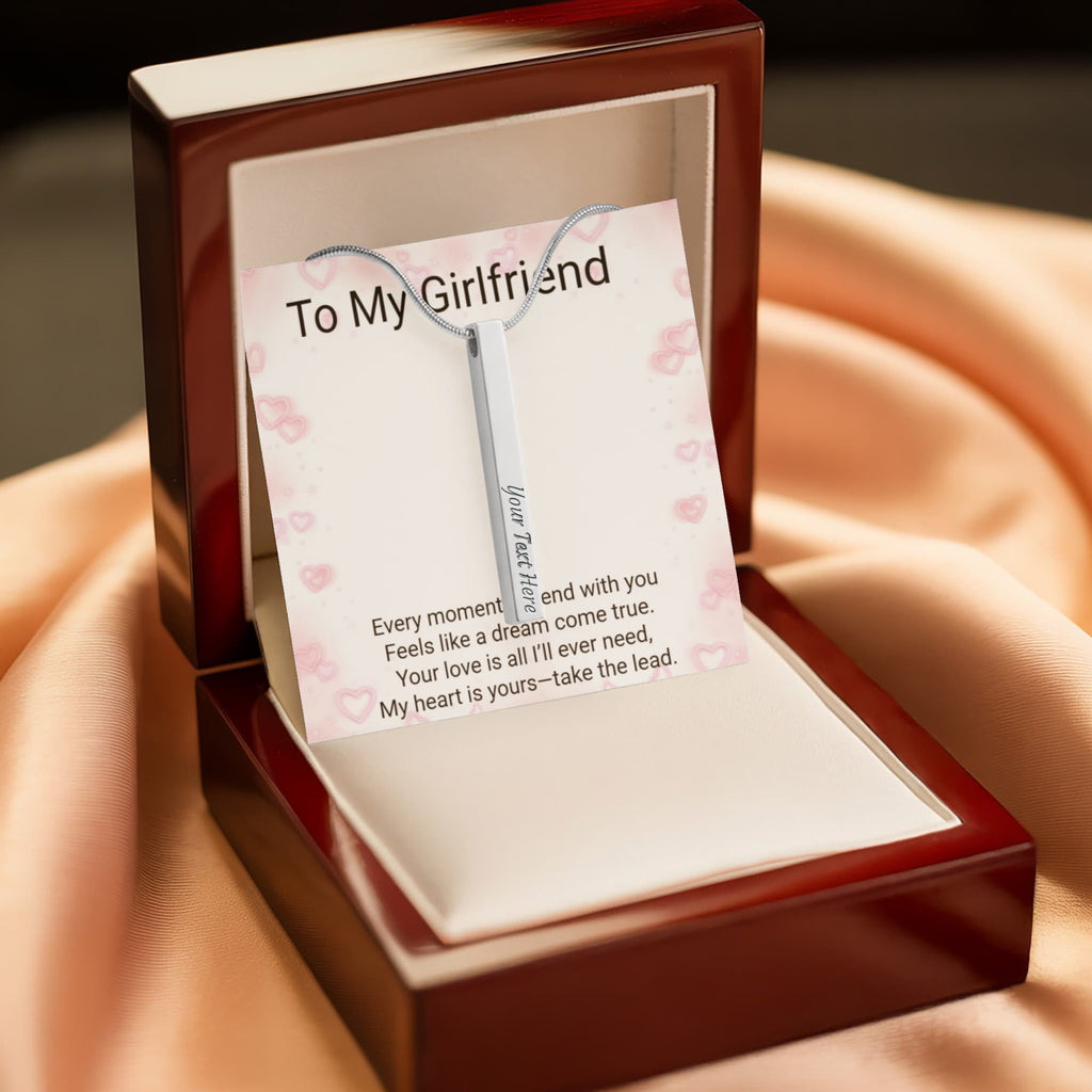 Girlfriend Gift 4-Sided Stick Necklace – Personalised Engraved Message