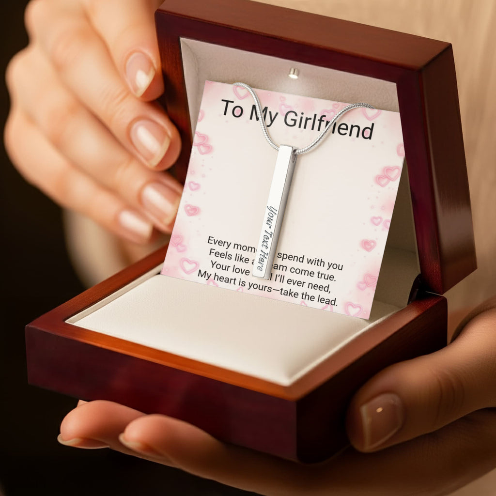 Girlfriend Gift 4-Sided Stick Necklace – Personalised Engraved Message