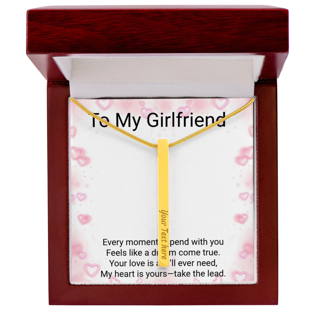 Girlfriend Gift 4-Sided Stick Necklace – Personalised Engraved Message