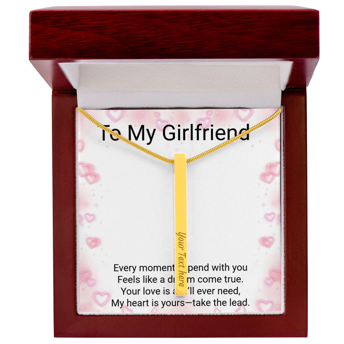 Girlfriend Gift 4-Sided Stick Necklace – Personalised Engraved Message