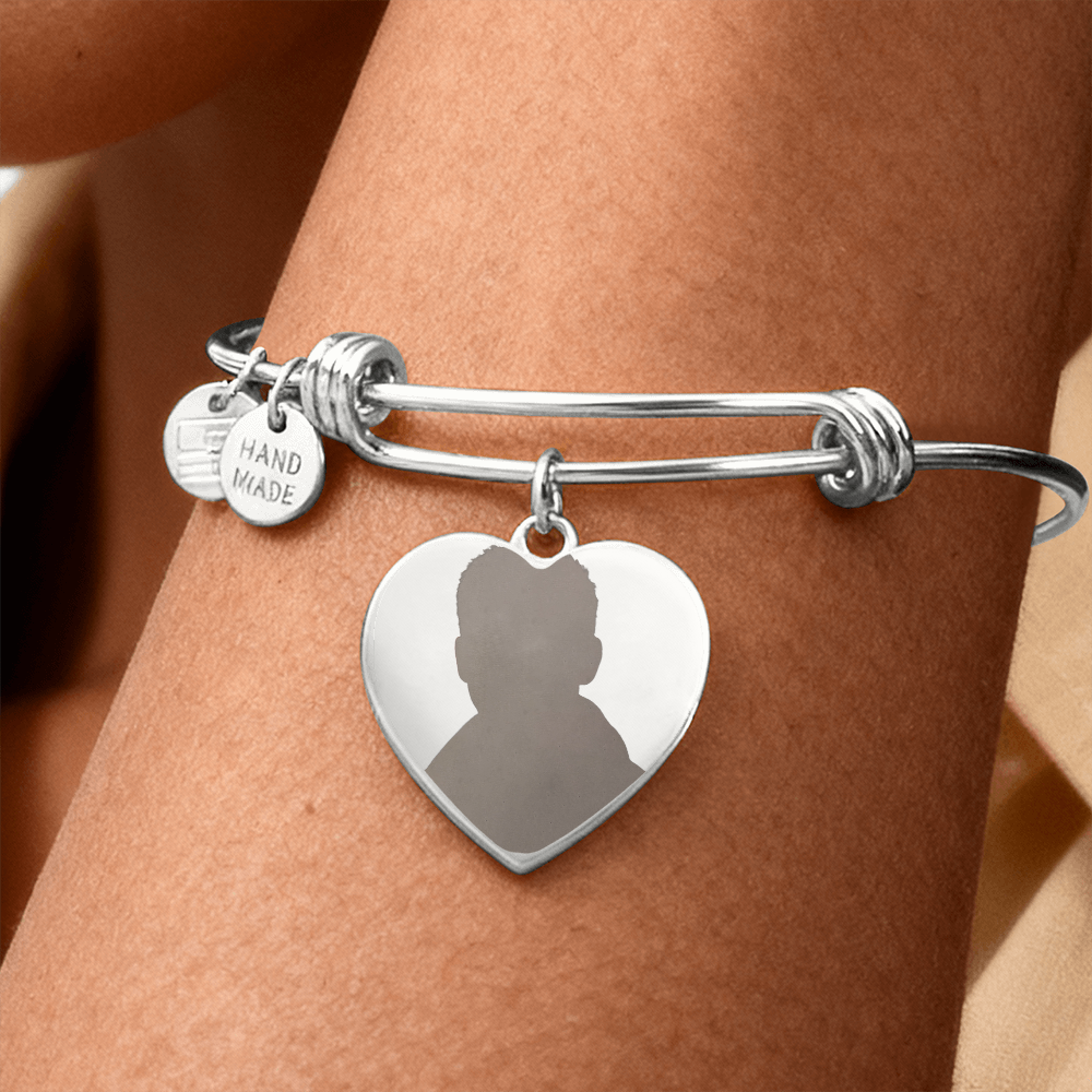 Luxury Heart Bangle for Mum with Engraving – Personalised Gift (No Message Card)