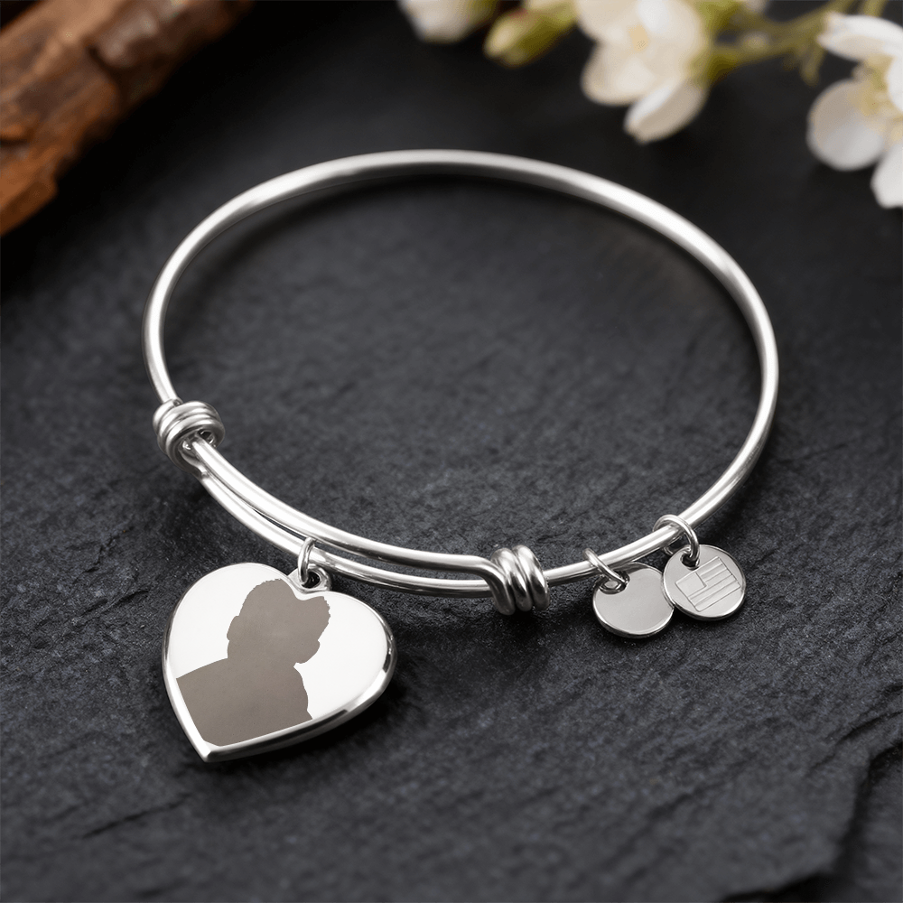 Luxury Heart Bangle for Mum with Engraving – Personalised Gift (No Message Card)