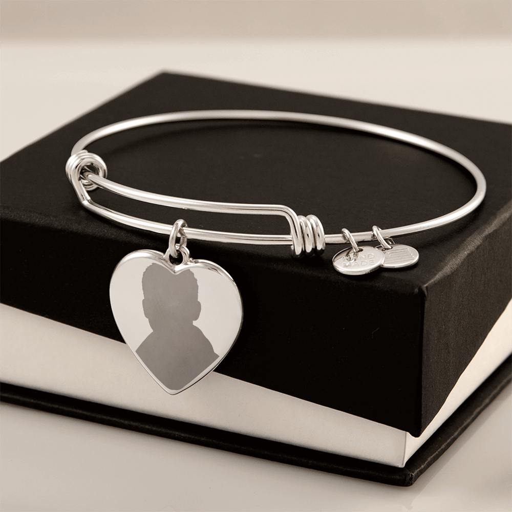Luxury Heart Bangle for Mum with Engraving – Personalised Gift (No Message Card)