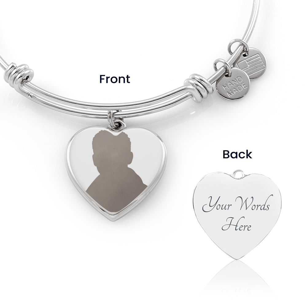 Luxury Heart Bangle for Mum with Engraving – Personalised Gift (No Message Card)
