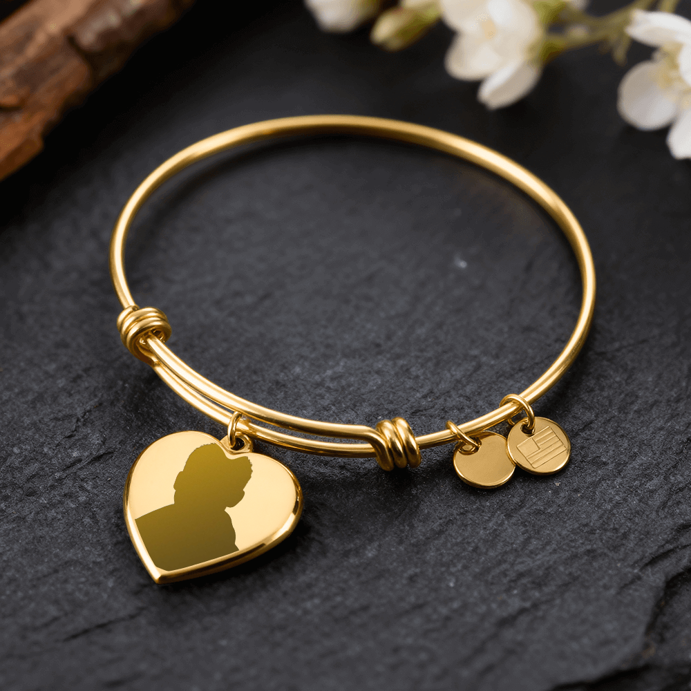 Luxury Heart Bangle for Mum with Engraving – Personalised Gift (No Message Card)
