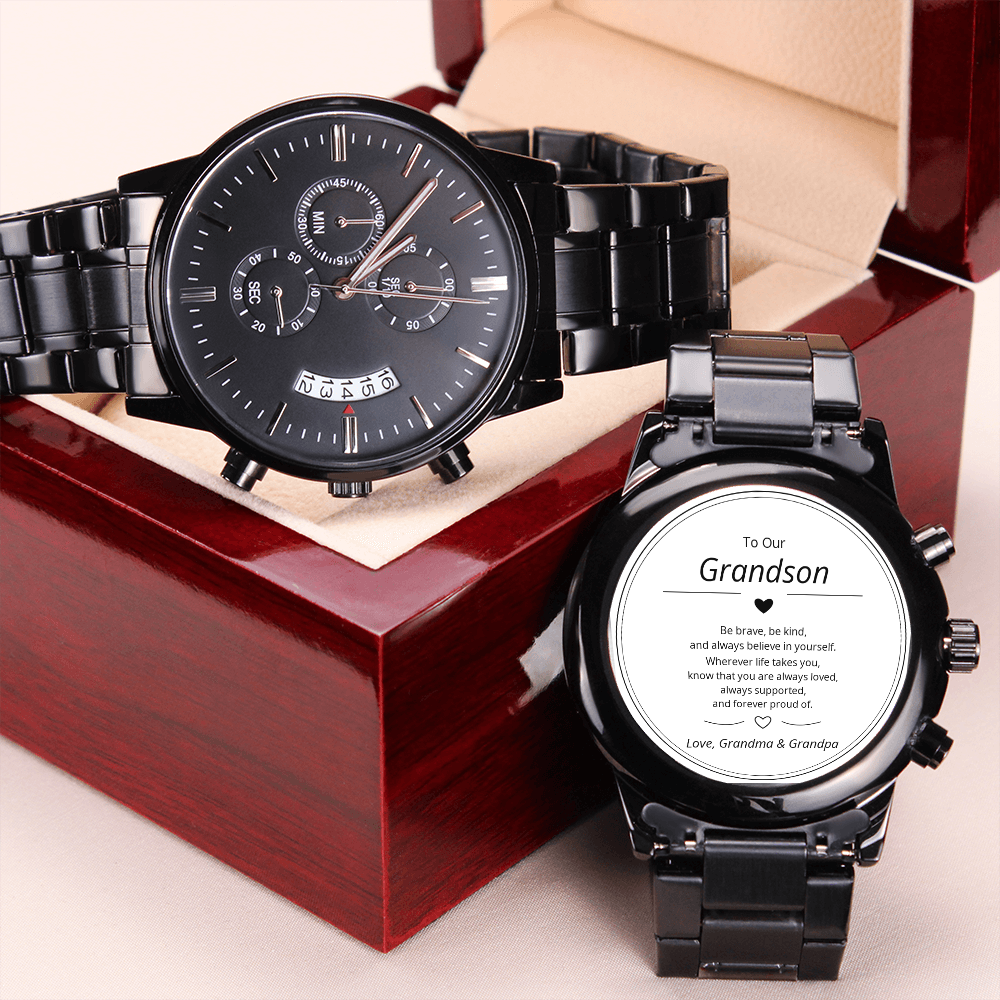 Grandson Gift Engraved Watch – Personalised Message Keepsake for Him
