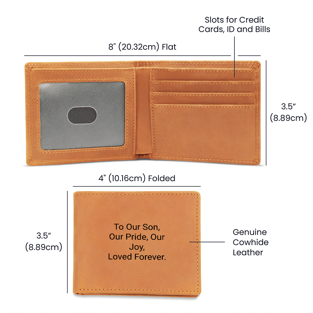 Personalised Leather Wallet for Son | Engraved Gift from Mum & Dad