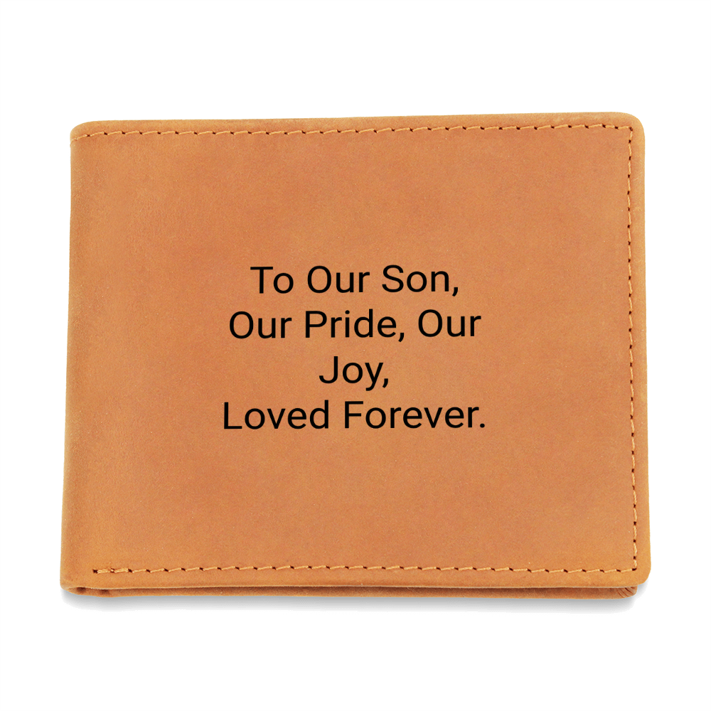Personalised Leather Wallet for Son | Engraved Gift from Mum & Dad