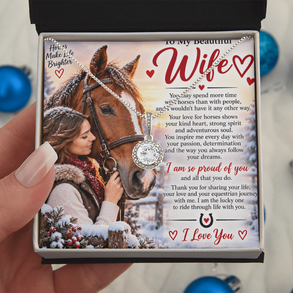 Horse Riding Wife Gift Eternal Hope Necklace – Romantic Equestrian Gift for Her