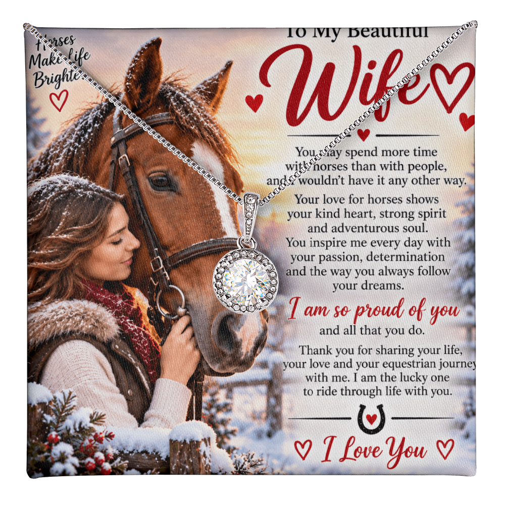Horse Riding Wife Gift Eternal Hope Necklace – Romantic Equestrian Gift for Her
