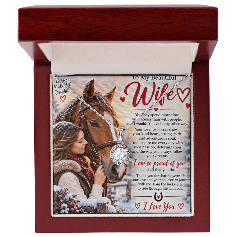 Horse Riding Wife Gift Eternal Hope Necklace – Romantic Equestrian Gift for Her