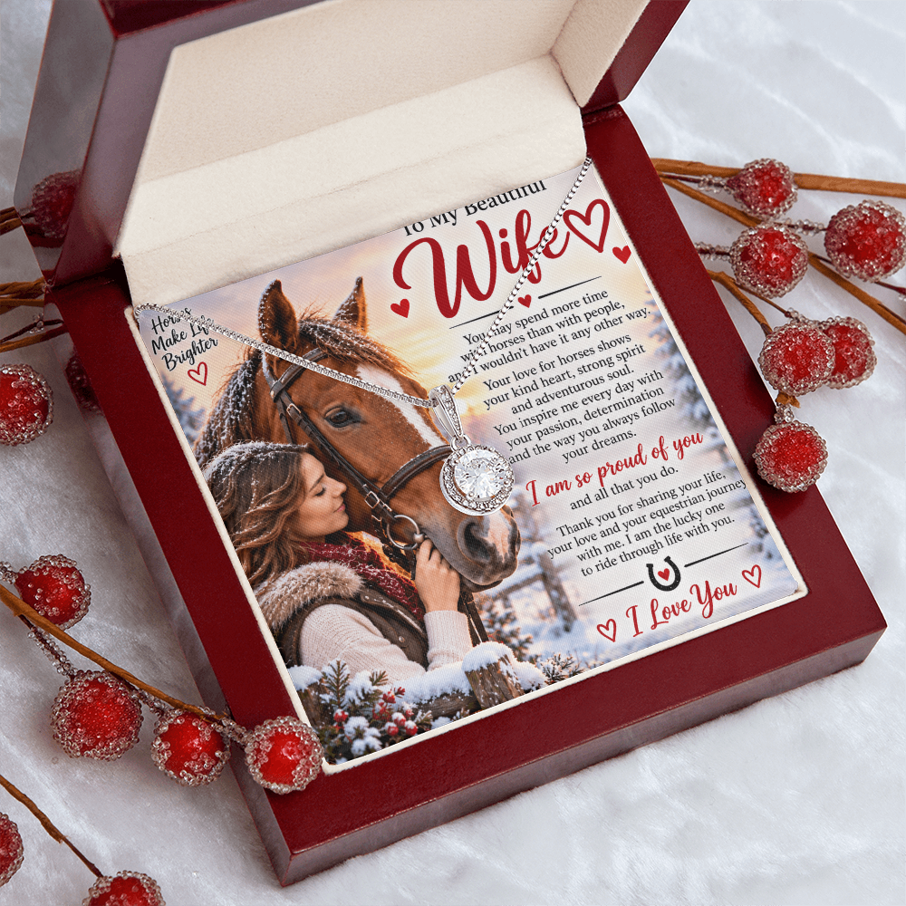 Horse Riding Wife Gift Eternal Hope Necklace – Romantic Equestrian Gift for Her