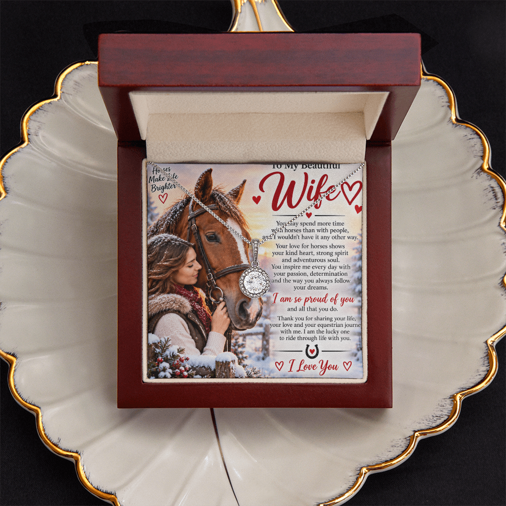Horse Riding Wife Gift Eternal Hope Necklace – Romantic Equestrian Gift for Her